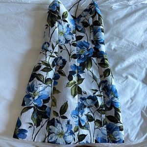 ALICE+OLIVIA Ocean/Olive Jacquard Floral Mini Dress